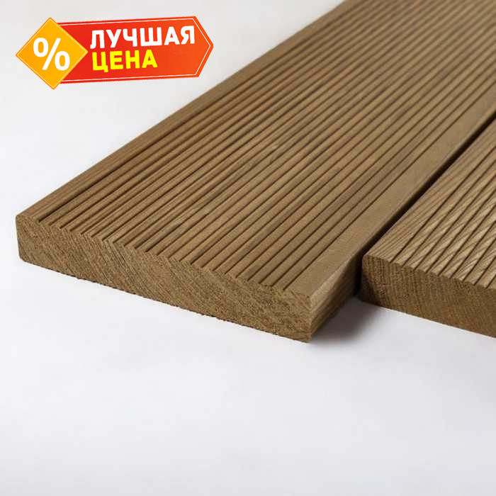 Палубная доска термо-лиственница 25x140x5000 мм Экстра термо-лиственница Коричневый